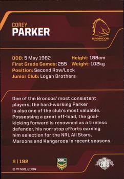 2013 ESP Traders #9 Corey Parker Back